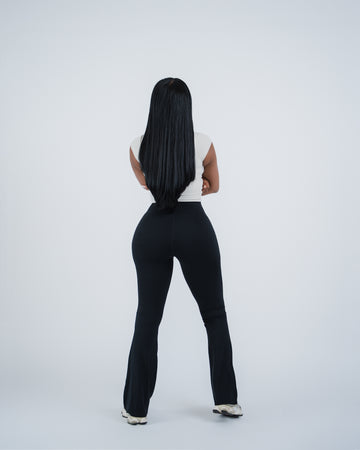 Black flared leggings